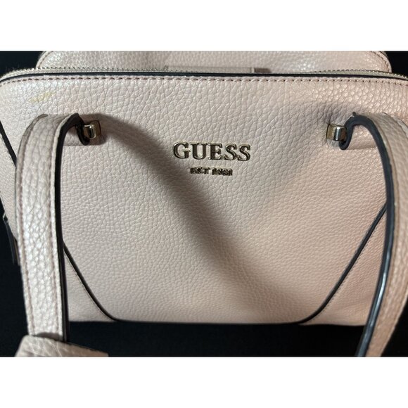 Guess Shawna Cali Satchel Handbag Lock Charm Double Handle Zip Closure Pink - Picture 6 of 16